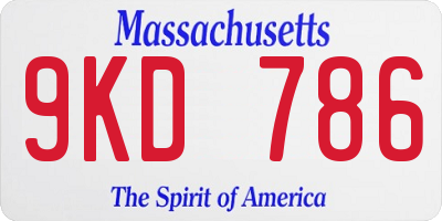MA license plate 9KD786