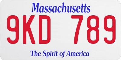 MA license plate 9KD789