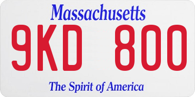 MA license plate 9KD800