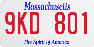MA license plate 9KD801