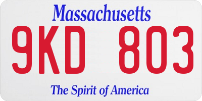 MA license plate 9KD803