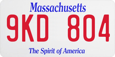 MA license plate 9KD804
