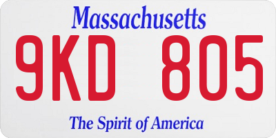 MA license plate 9KD805