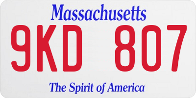 MA license plate 9KD807