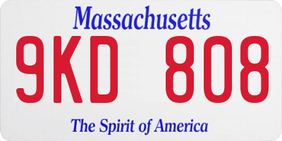 MA license plate 9KD808