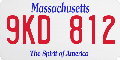 MA license plate 9KD812