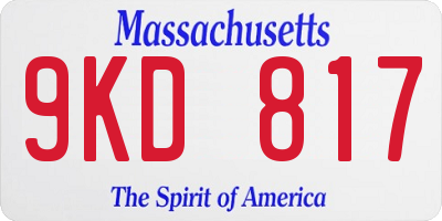 MA license plate 9KD817