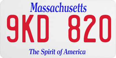 MA license plate 9KD820