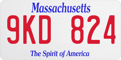 MA license plate 9KD824