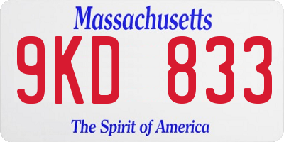 MA license plate 9KD833