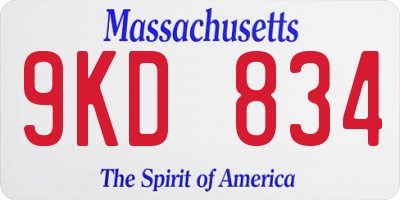 MA license plate 9KD834