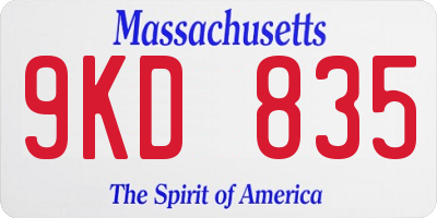 MA license plate 9KD835
