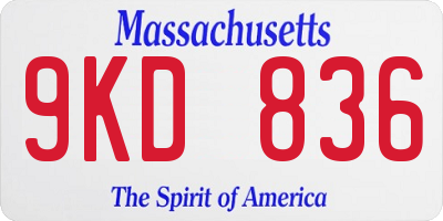 MA license plate 9KD836