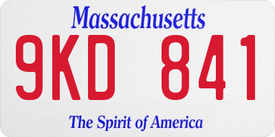 MA license plate 9KD841