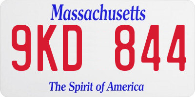MA license plate 9KD844