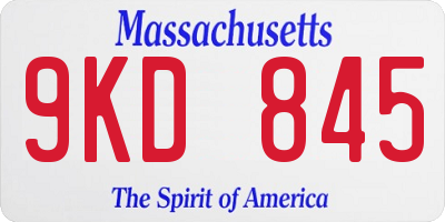 MA license plate 9KD845
