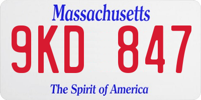 MA license plate 9KD847
