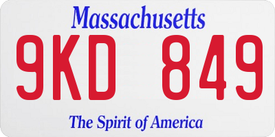 MA license plate 9KD849