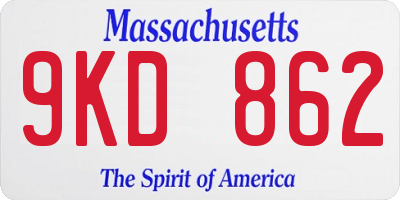 MA license plate 9KD862