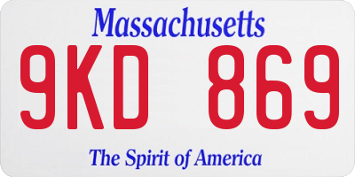 MA license plate 9KD869
