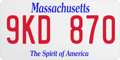 MA license plate 9KD870