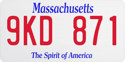 MA license plate 9KD871