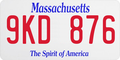 MA license plate 9KD876