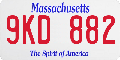 MA license plate 9KD882