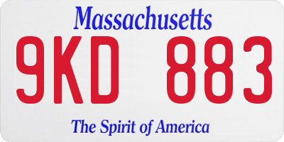 MA license plate 9KD883