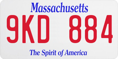 MA license plate 9KD884