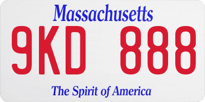 MA license plate 9KD888