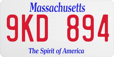 MA license plate 9KD894