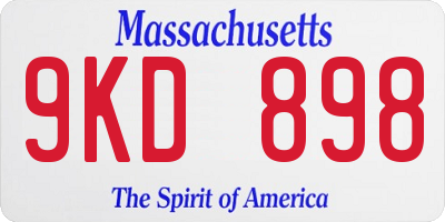 MA license plate 9KD898