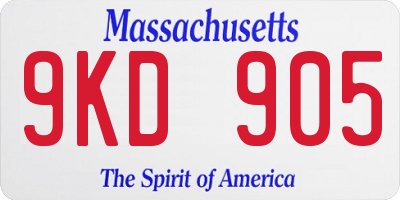 MA license plate 9KD905