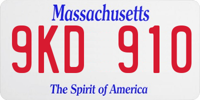 MA license plate 9KD910
