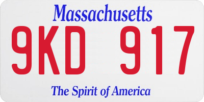 MA license plate 9KD917