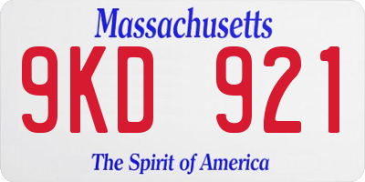 MA license plate 9KD921