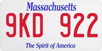 MA license plate 9KD922