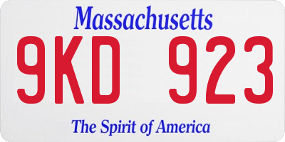 MA license plate 9KD923