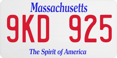 MA license plate 9KD925