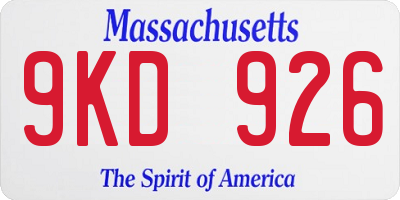 MA license plate 9KD926