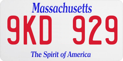 MA license plate 9KD929