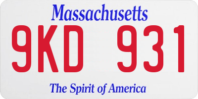 MA license plate 9KD931