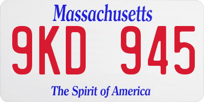 MA license plate 9KD945