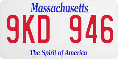 MA license plate 9KD946
