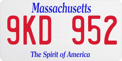 MA license plate 9KD952