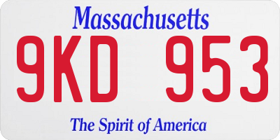 MA license plate 9KD953