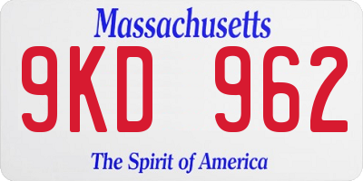 MA license plate 9KD962