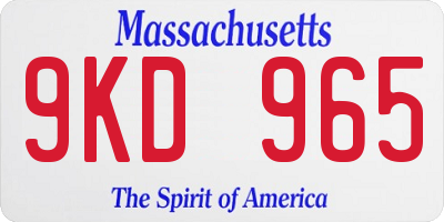 MA license plate 9KD965