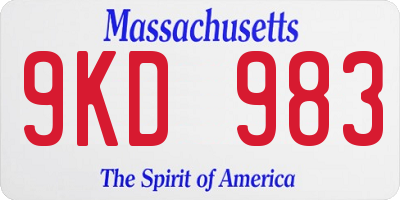 MA license plate 9KD983